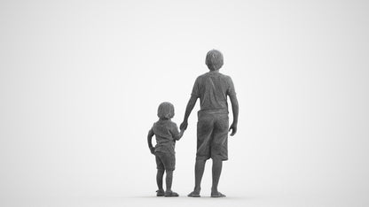 realistic 3D human boy casual kids, archviz people FBX OBJ for Blender, wireframe front view