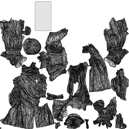 3D people model man casual standing, scanned human for 3ds Max rendering, wireframe top-down view