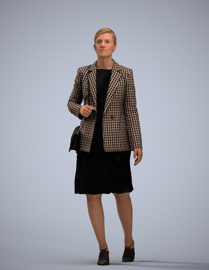 photogrammetry 3D woman business walking, realistic human model archviz FBX