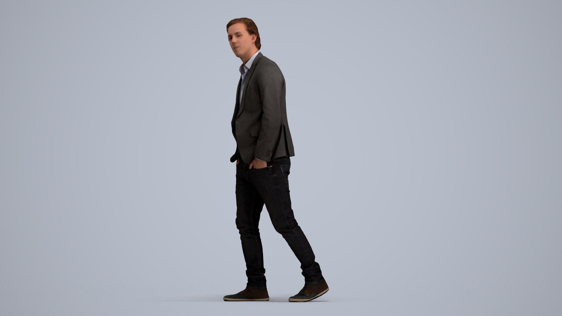 realistic 3D man business, scanned archviz people for Blender and 3ds Max, standing pose render