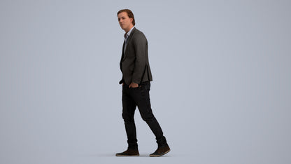 realistic 3D man business, scanned archviz people for Blender and 3ds Max, standing pose render