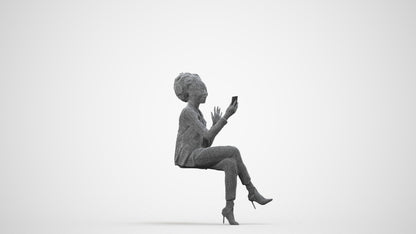 3D people model woman business, scanned human for 3ds Max rendering, wireframe side view