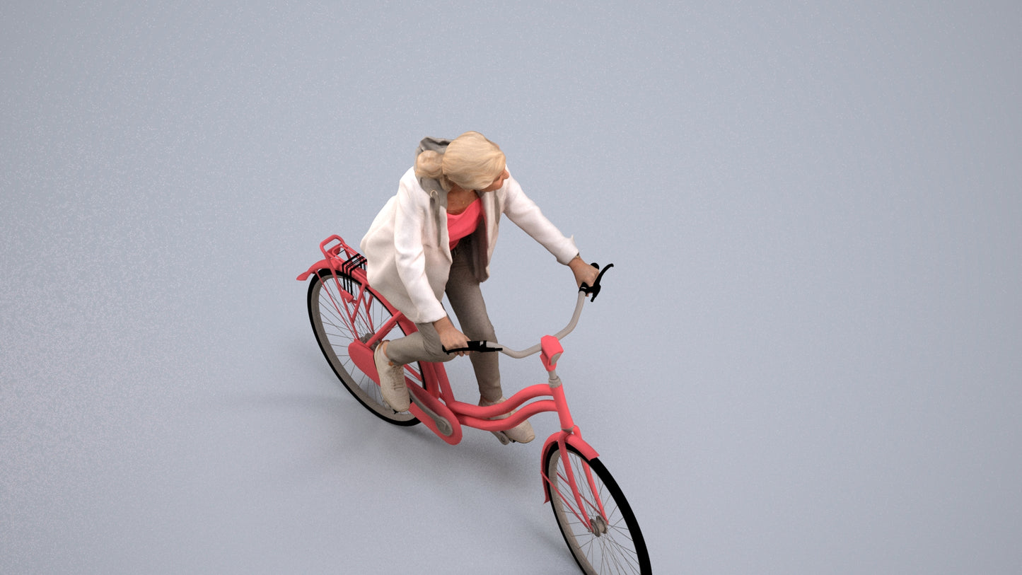realistic 3D people senior boy casual cycling, render-ready for V-Ray and Corona, FBX OBJ, back view render