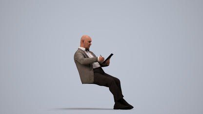 photogrammetry 3D senior man business, realistic human model archviz FBX, side view render