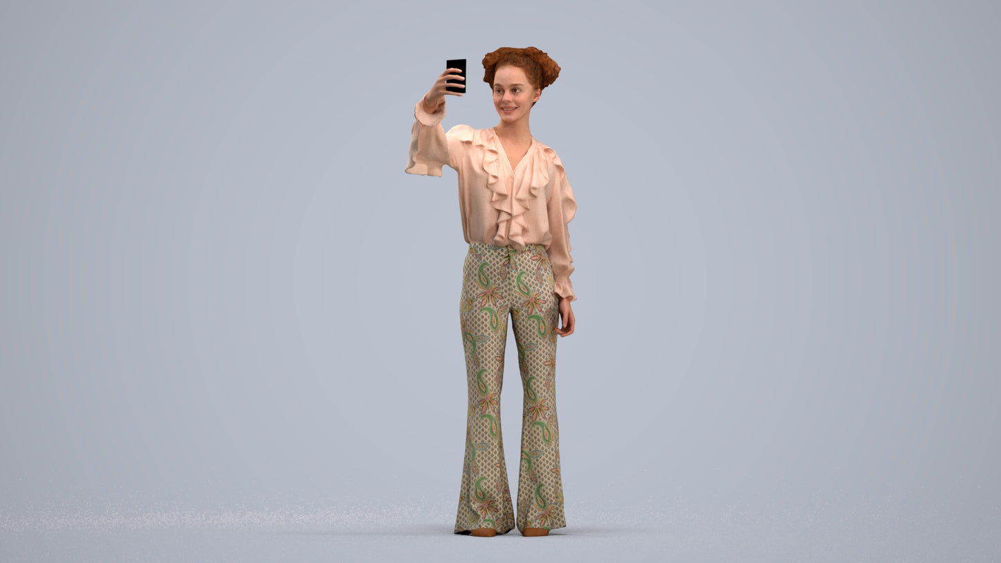 photogrammetry 3D woman casual standing, realistic human model archviz FBX, standing pose render