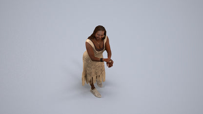 realistic 3D human woman casual standing, archviz people FBX OBJ for Blender, back view render