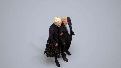 realistic 3D people senior woman formal couple, render-ready for V-Ray and Corona, FBX OBJ, back view render