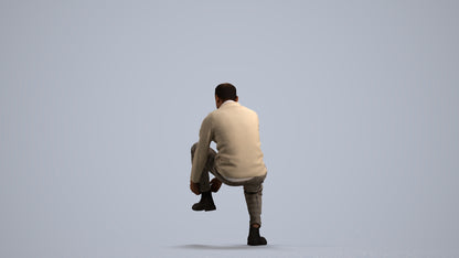 3D scanned woman sitting casual, photorealistic archviz people for Enscape and SketchUp, front view render