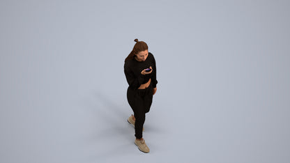 3D human model woman sport, photogrammetry scanned person for archviz, back view render