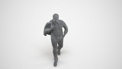 realistic 3D man business standing, scanned archviz people for Blender and 3ds Max, wireframe three-quarter view
