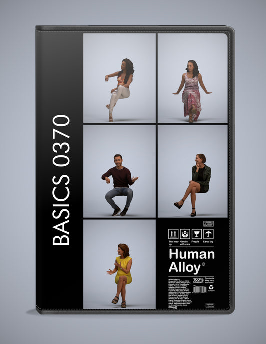 5 3D scanned people sitting, photorealistic archviz pack for Enscape and SketchUp