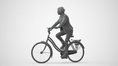 photogrammetry 3D senior woman business cycling, realistic human model archviz FBX, square thumbnail