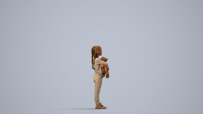 realistic 3D human girl casual standing, archviz people FBX OBJ for Blender, side view render