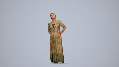 3D scanned woman standing casual, photorealistic archviz people for Enscape and SketchUp, top-down view render