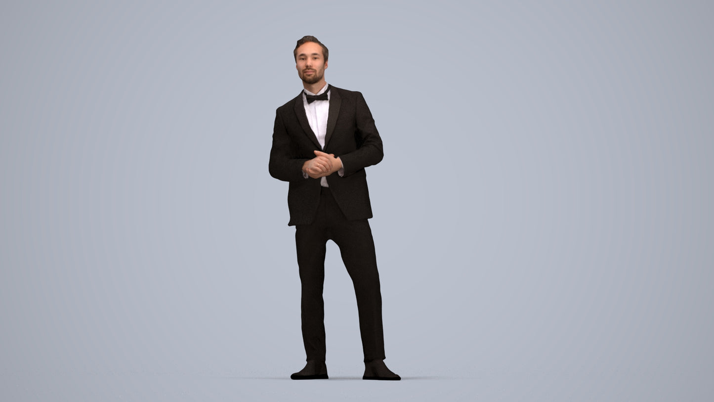 realistic 3D people man formal formalaffairs, render-ready for V-Ray and Corona, FBX OBJ, top-down view render