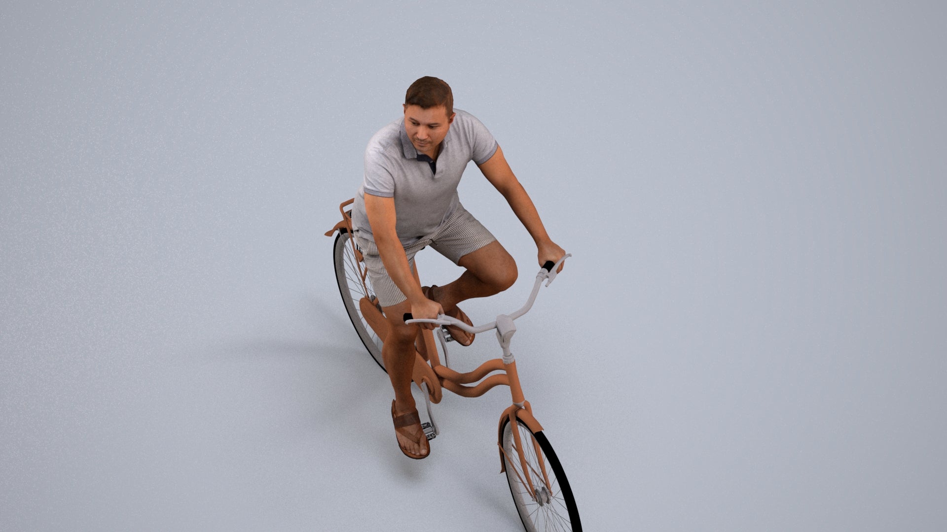 scanned 3D man casual cycling, photogrammetry people for Enscape and V-Ray, back view render