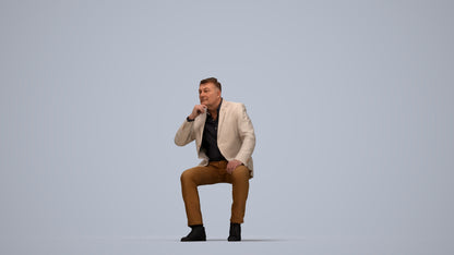 3D human model man business, photogrammetry scanned person for archviz, top-down view render