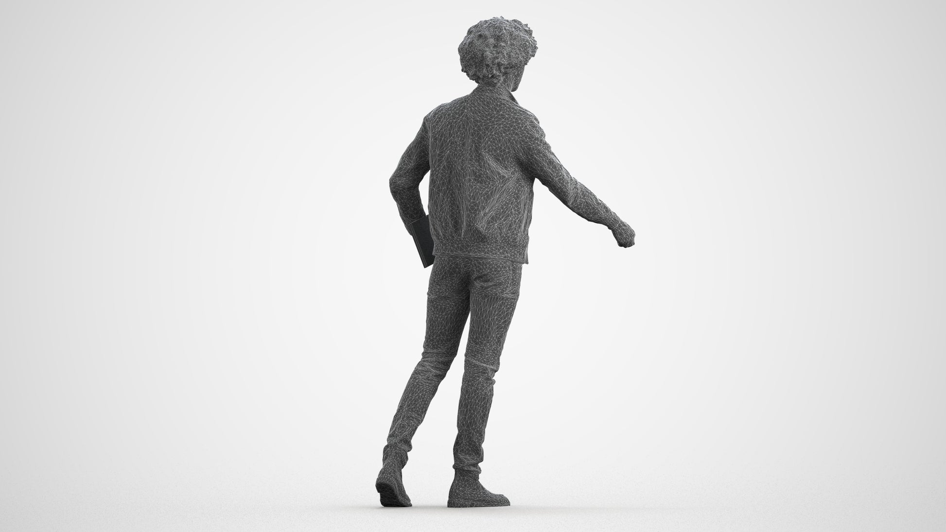photogrammetry 3D man casual mix, realistic human model archviz FBX, wireframe front view