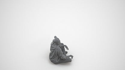 photogrammetry 3D woman casual sitting, realistic human model archviz FBX, wireframe three-quarter view