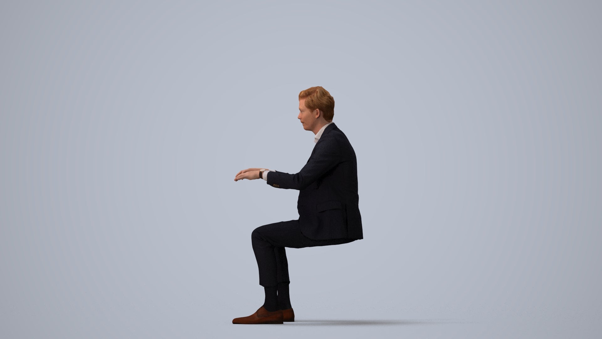 photogrammetry 3D man business, realistic human model archviz FBX, three-quarter view render
