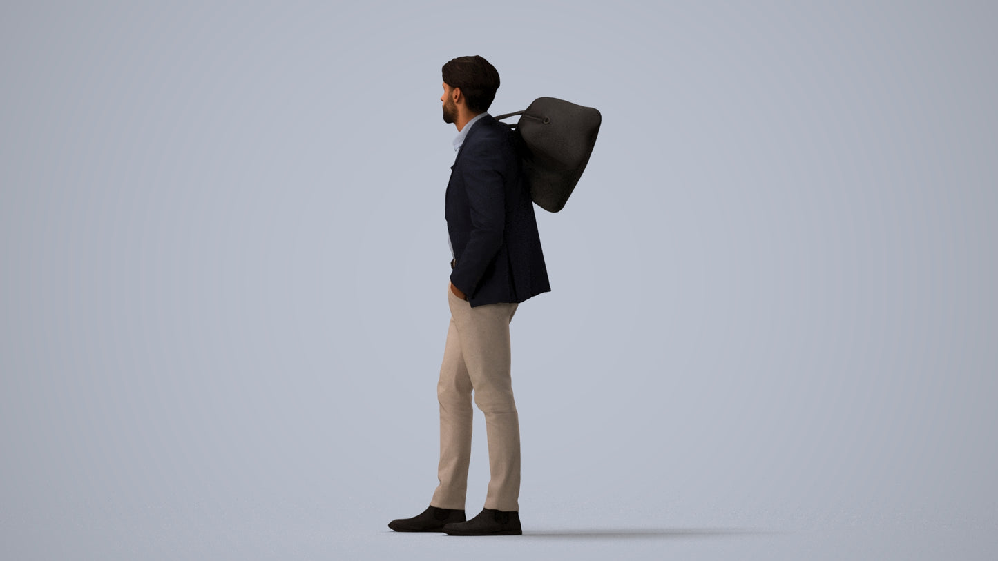 realistic 3D people man business, render-ready for V-Ray and Corona, FBX OBJ, three-quarter view render
