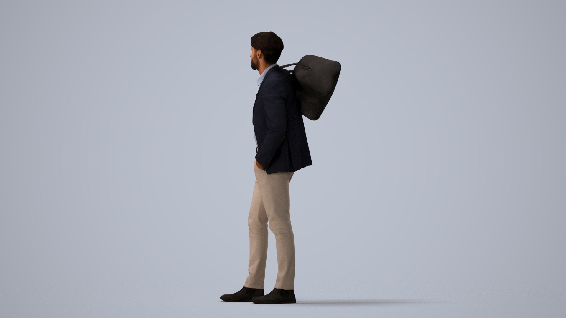 realistic 3D people man business, render-ready for V-Ray and Corona, FBX OBJ, three-quarter view render