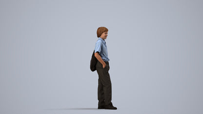 photogrammetry 3D boy kids, realistic human model archviz FBX, side view render