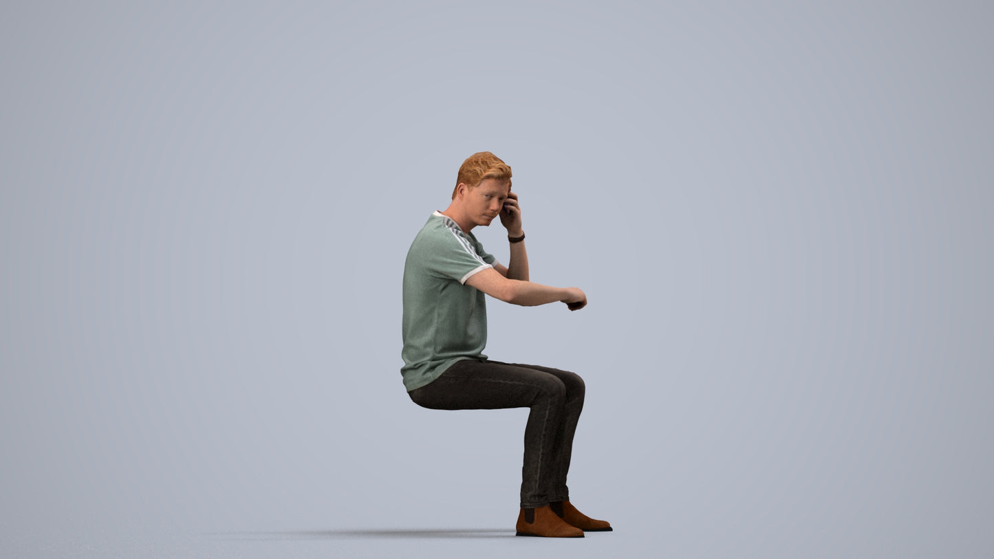 3D people model man casual couple, scanned human for 3ds Max rendering, side view render