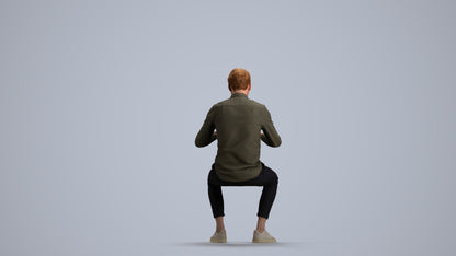 realistic 3D human man casual business, archviz people FBX OBJ for Blender, front view render