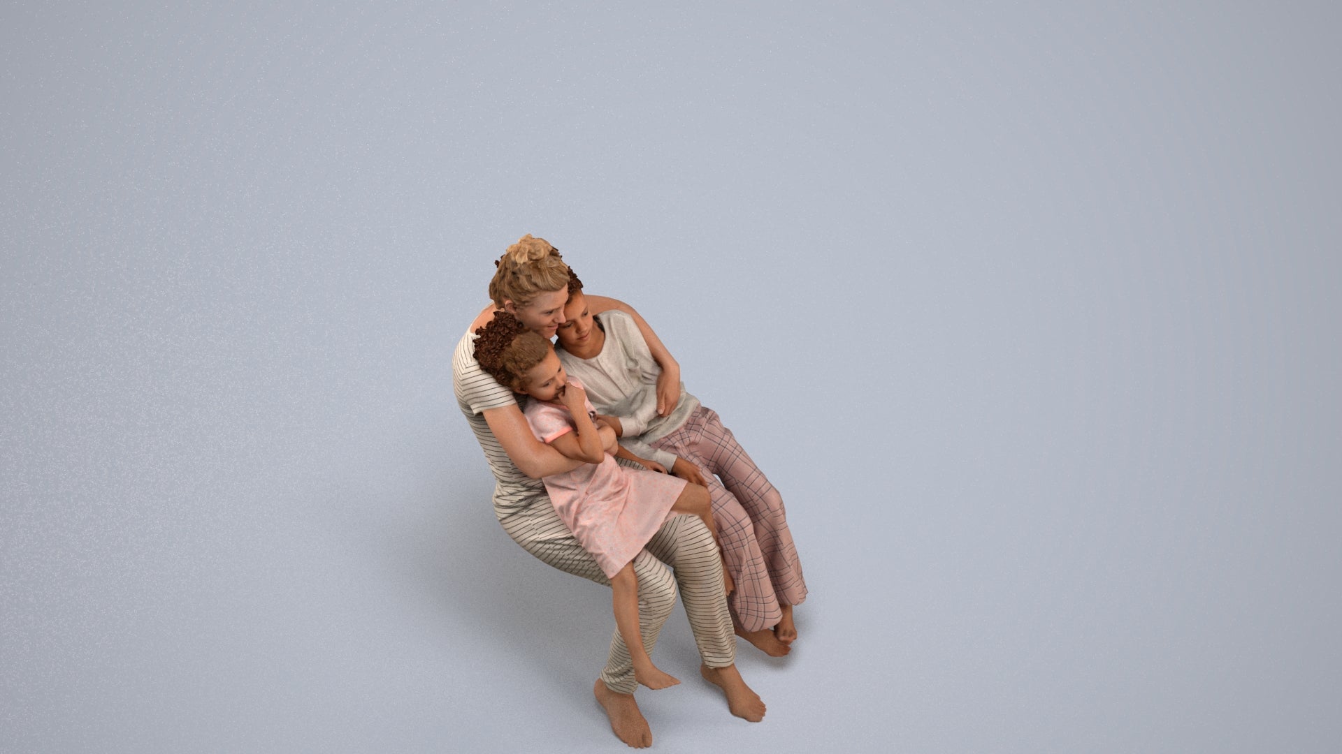 realistic 3D human girl kids, archviz people FBX OBJ for Blender, back view render