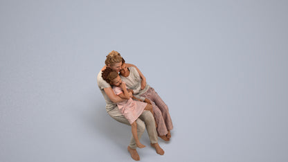 realistic 3D human girl kids, archviz people FBX OBJ for Blender, back view render