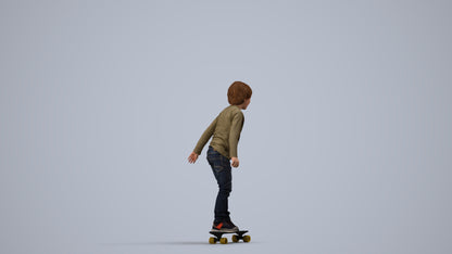 3D scanned boy kids casual, photorealistic archviz people for Enscape and SketchUp, side view render