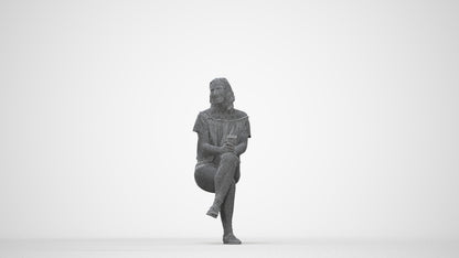 realistic 3D people woman casual sitting, render-ready for V-Ray and Corona, FBX OBJ, wireframe back view