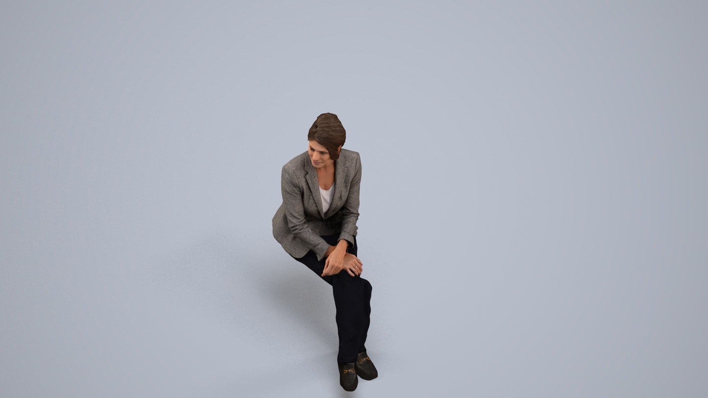 photogrammetry 3D woman business, realistic human model archviz FBX, back view render
