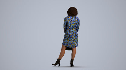 realistic 3D woman casual standing, scanned archviz people for Blender and 3ds Max, front view render