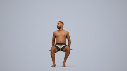 3D people model man pool, scanned human for 3ds Max rendering, top-down view render