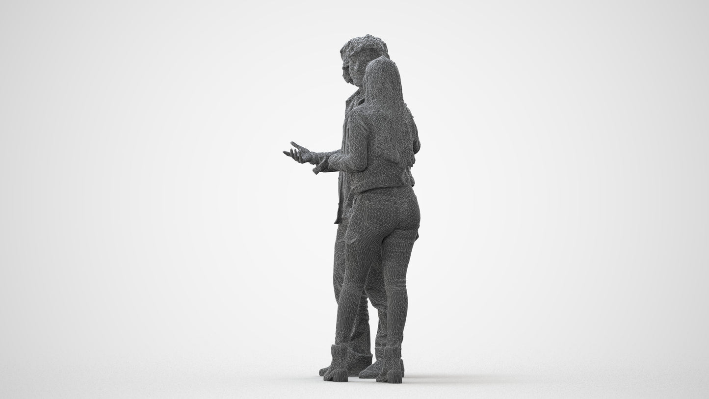 realistic 3D people woman casual couple, render-ready for V-Ray and Corona, FBX OBJ, square thumbnail