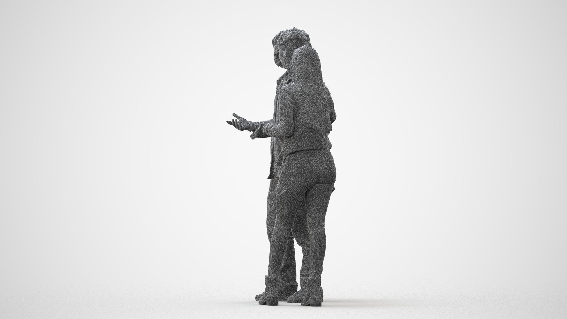 realistic 3D people woman casual couple, render-ready for V-Ray and Corona, FBX OBJ, square thumbnail