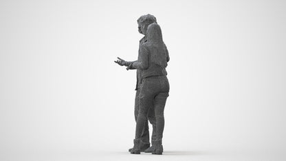 realistic 3D people woman casual couple, render-ready for V-Ray and Corona, FBX OBJ, square thumbnail