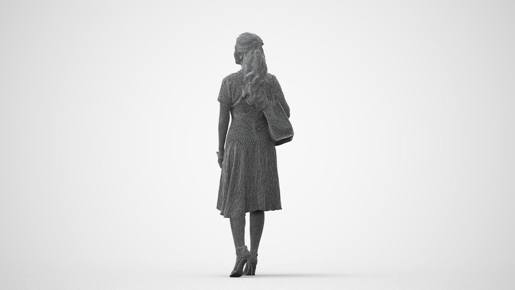 scanned 3D woman casual walking, photogrammetry people for Enscape and V-Ray, square thumbnail
