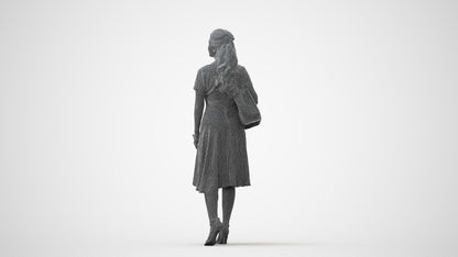 scanned 3D woman casual walking, photogrammetry people for Enscape and V-Ray, square thumbnail
