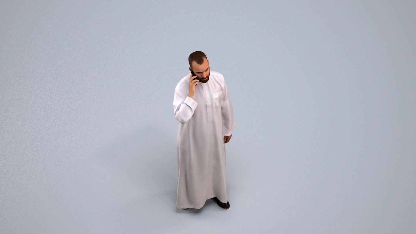 realistic 3D human man standing, archviz people FBX OBJ for Blender, back view render