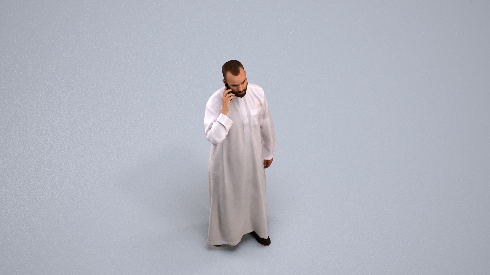 realistic 3D human man standing, archviz people FBX OBJ for Blender, back view render