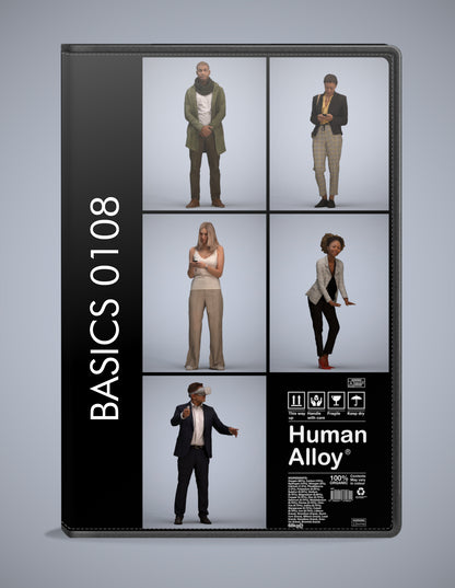 photogrammetry 3D people standing collection, 5 realistic human models archviz FBX