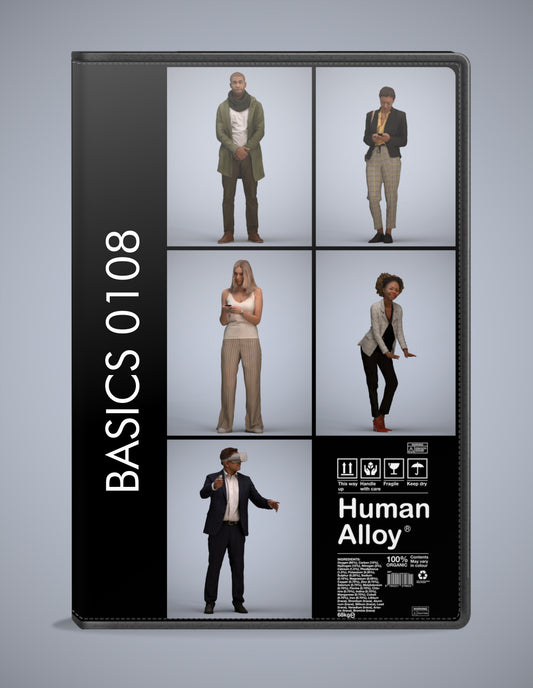 photogrammetry 3D people standing collection, 5 realistic human models archviz FBX