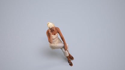 realistic 3D people senior woman casual sitting, render-ready for V-Ray and Corona, FBX OBJ, back view render