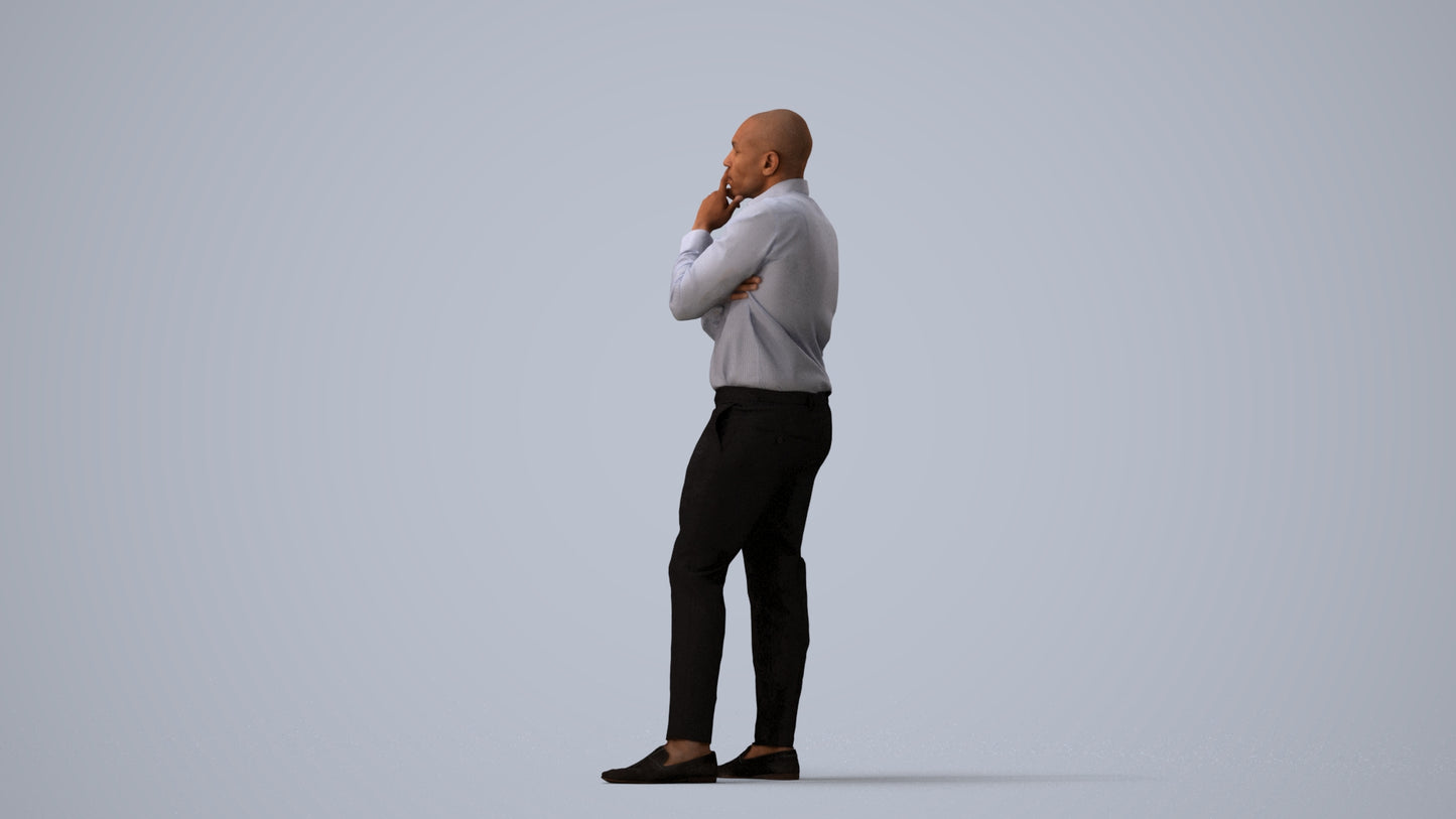 3D people model man business, scanned human for 3ds Max rendering, three-quarter view render