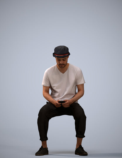 realistic 3D people man casual sitting, render-ready for V-Ray and Corona, FBX OBJ