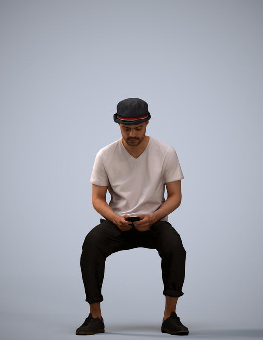 realistic 3D people man casual sitting, render-ready for V-Ray and Corona, FBX OBJ