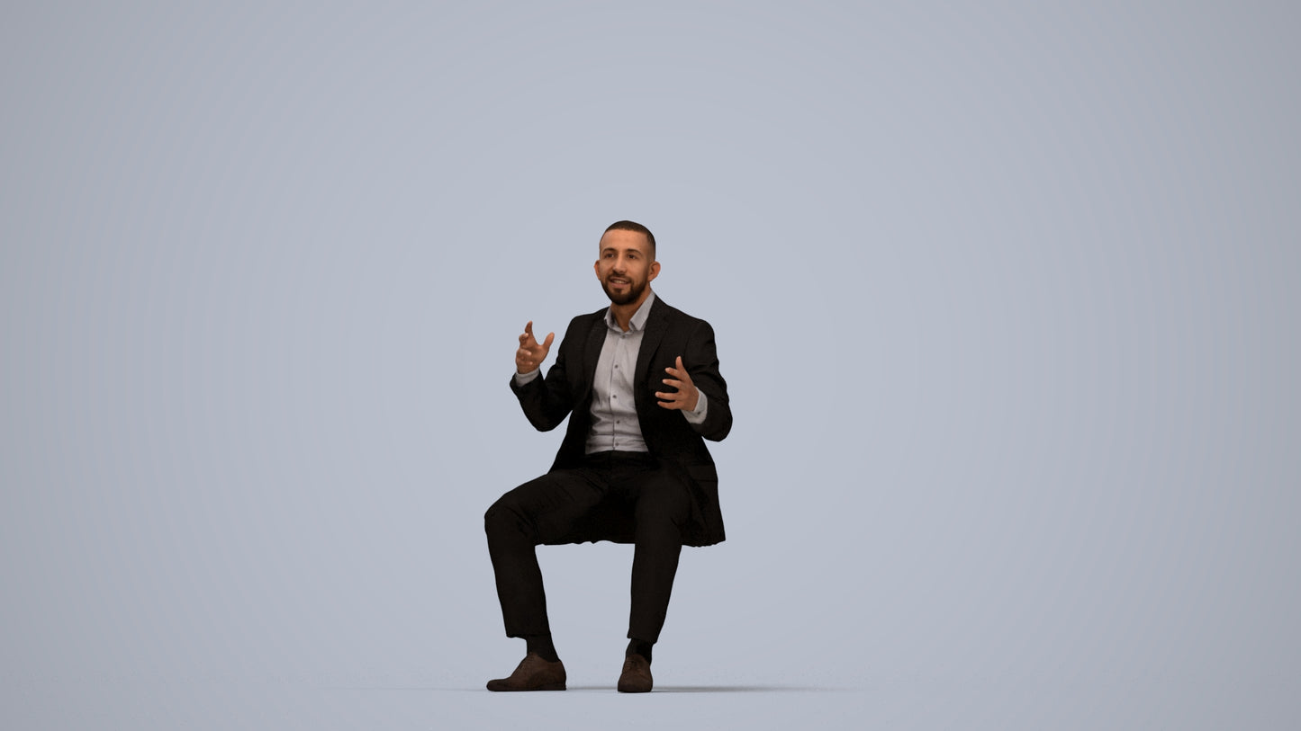 3D scanned man business, photorealistic archviz people for Enscape and SketchUp, top-down view render